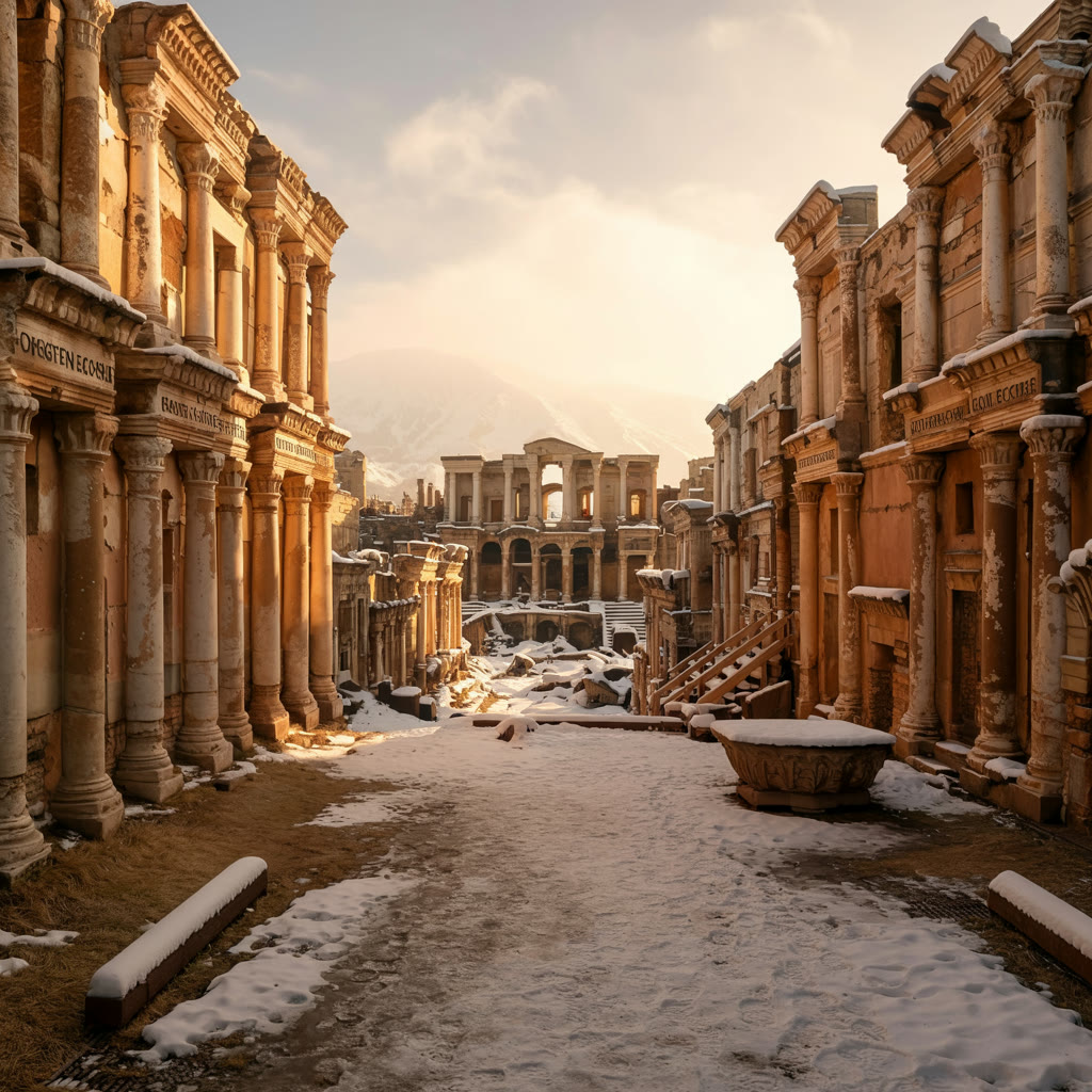 Remixed architectural street with altered atmosphere and details